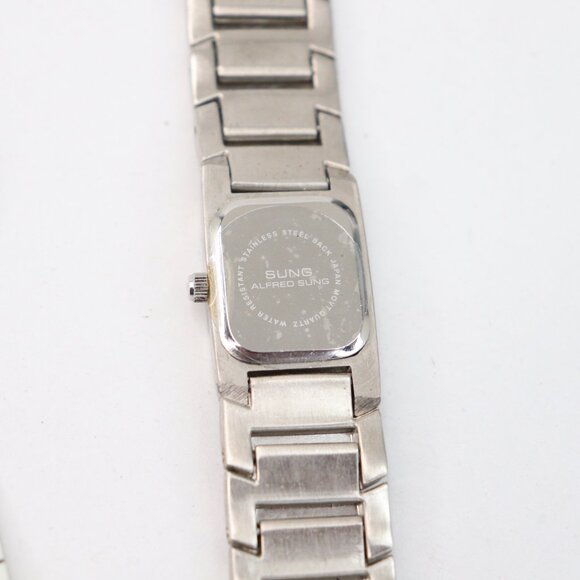 Vintage Alfred Sung Stainless Steel Back MOVT Quartz Womens Watch No Battery - Picture 7 of 12